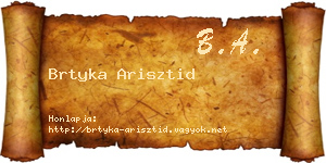 Brtyka Arisztid névjegykártya